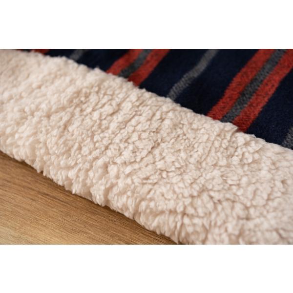 薄掛 コタツ布団 こたつ 長方形 ネイビー W190×D230 こたつ布団 ボーダー ストライプ シンプル 洋室 和室 リビング 長方形 約190?230 掛ふとん おしゃれ 薄掛け フリース 保温性 正方形こたつ布団 ふとん ネイビーとレッドのボーダー柄 azu-kk-160の画像