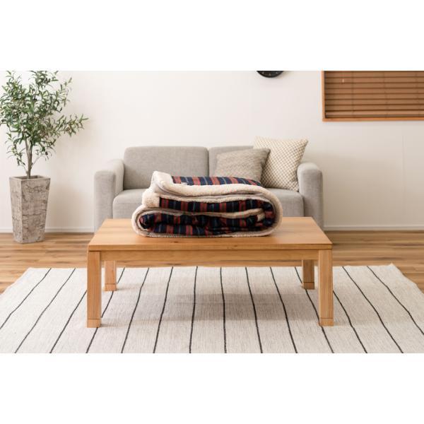 薄掛 コタツ布団 こたつ 長方形 ネイビー W190×D230 こたつ布団 ボーダー ストライプ シンプル 洋室 和室 リビング 長方形 約190?230 掛ふとん おしゃれ 薄掛け フリース 保温性 正方形こたつ布団 ふとん ネイビーとレッドのボーダー柄 azu-kk-160の画像