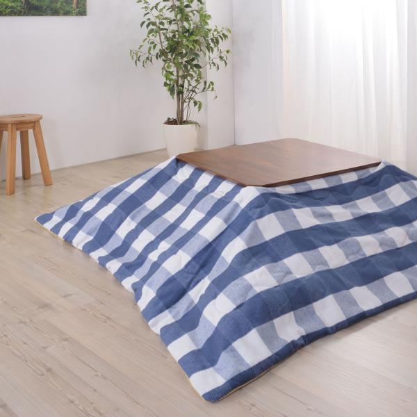 薄掛 コタツ布団 こたつ 正方形 ブルー グレー W190×D190  azu-kk-165の画像