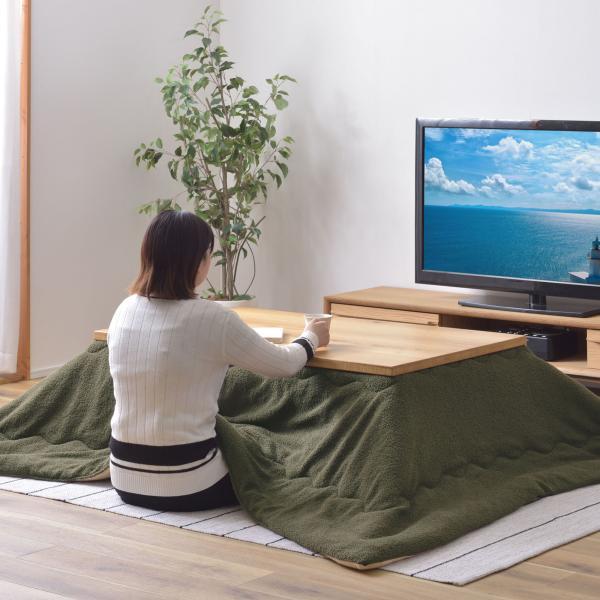 こたつ布団 長方形 チャコールブラウン カーキ W190×D230 こたつ布団 長方形 190×230 防寒 シンプル おしゃれ もこもこ ふわふわ かわいい 120×80対応 ブラウン カーキ azu-kk-170の画像
