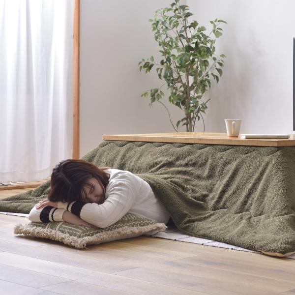 こたつ布団 長方形 チャコールブラウン カーキ W190×D230 こたつ布団 長方形 190×230 防寒 シンプル おしゃれ もこもこ ふわふわ かわいい 120×80対応 ブラウン カーキ azu-kk-170の画像