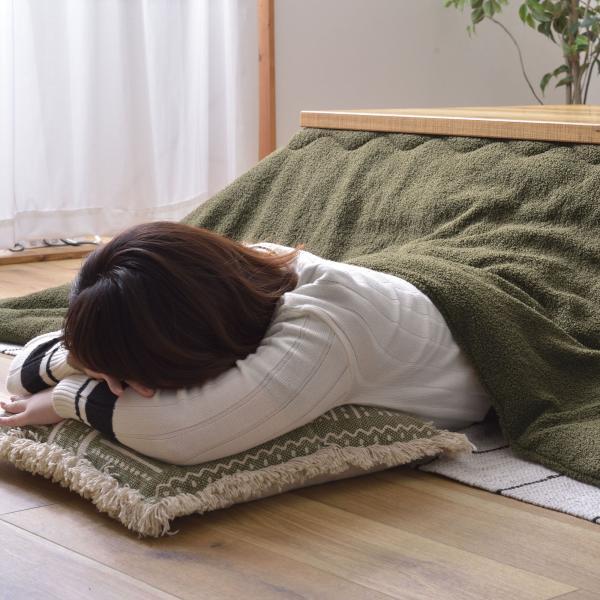 こたつ布団 長方形 チャコールブラウン カーキ W190×D230 こたつ布団 長方形 190×230 防寒 シンプル おしゃれ もこもこ ふわふわ かわいい 120×80対応 ブラウン カーキ azu-kk-170の画像