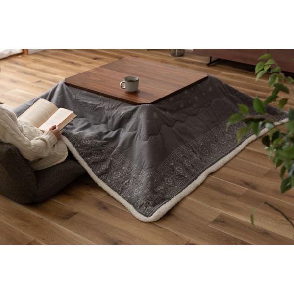 薄掛 コタツ布団 こたつ 正方形 グレー W185×D185  azu-kk-237の画像