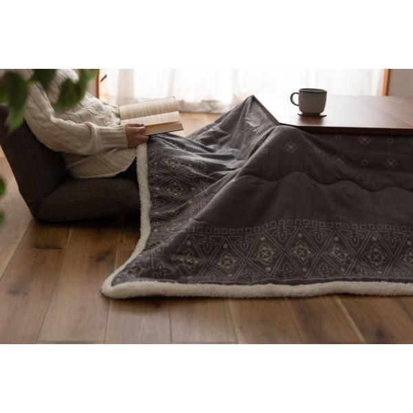 薄掛 コタツ布団 こたつ 正方形 グレー W185×D185  azu-kk-237の画像