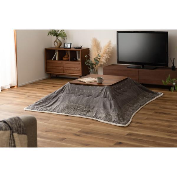 薄掛 コタツ布団 こたつ 正方形 グレー W185×D185  azu-kk-237の画像