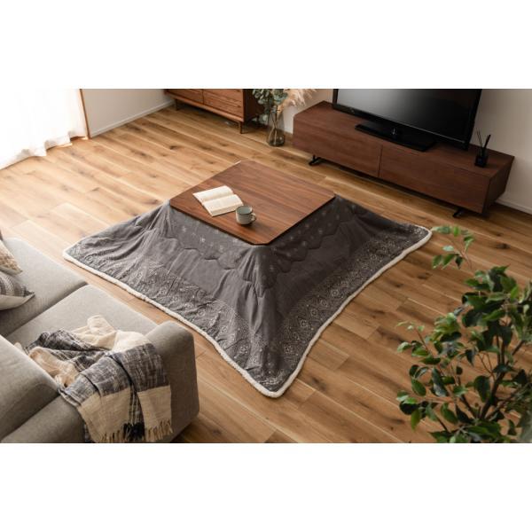 薄掛 コタツ布団 こたつ 正方形 グレー W185×D185  azu-kk-237の画像