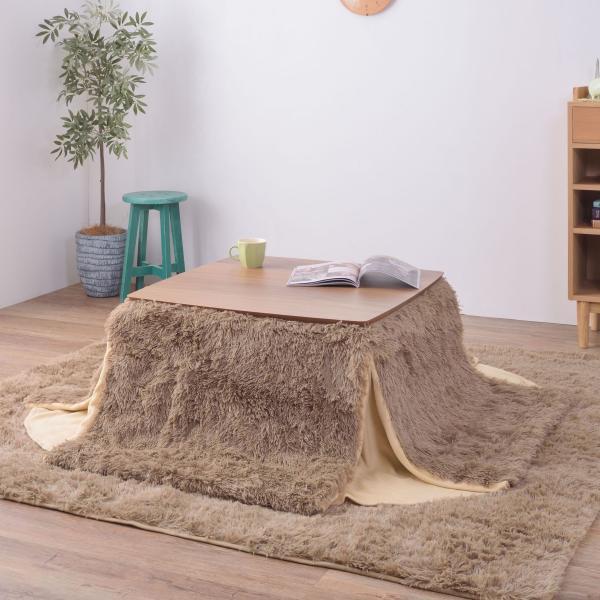 省スペース コタツ掛布団 正方形 ベージュ ブラウン W185×D185  azu-kk-575の画像