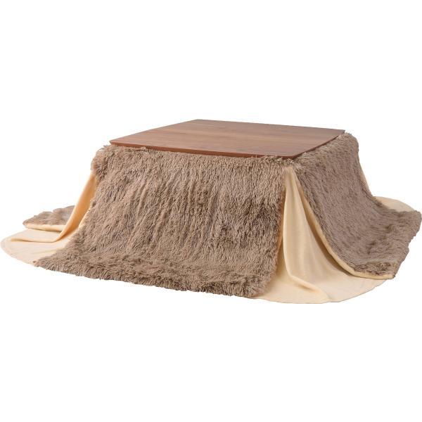 省スペース コタツ掛布団 正方形 ベージュ ブラウン W185×D185  azu-kk-575の画像