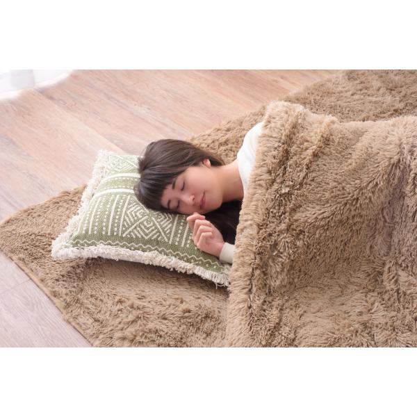 省スペース コタツ掛布団 正方形 ベージュ ブラウン W185×D185  azu-kk-575の画像