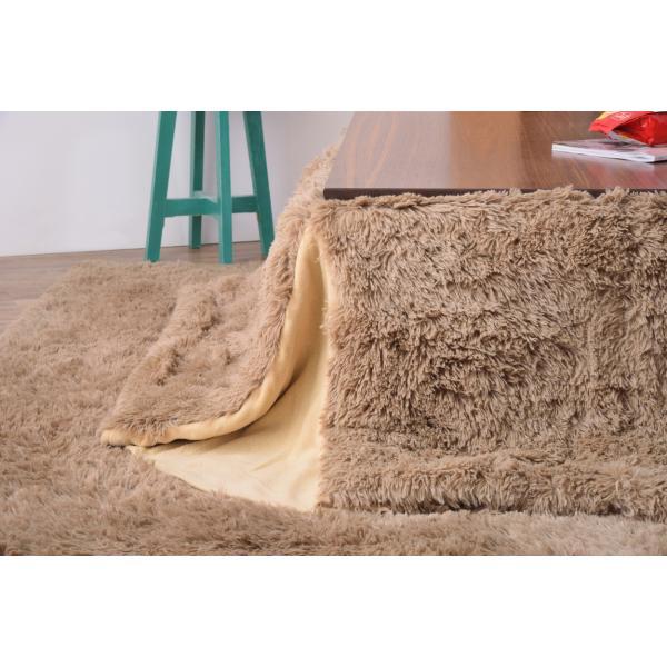 省スペース コタツ掛布団 正方形 ベージュ ブラウン W185×D185  azu-kk-575の画像