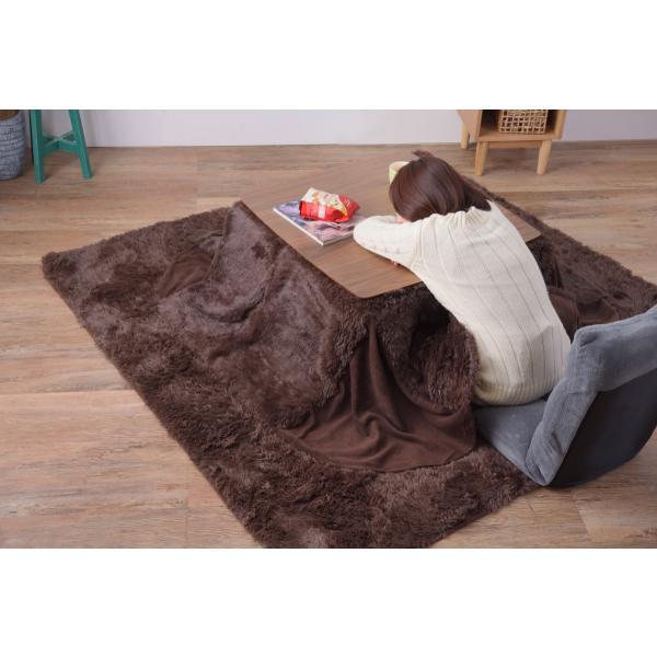 省スペース コタツ掛布団 正方形 ベージュ ブラウン W185×D185  azu-kk-575の画像