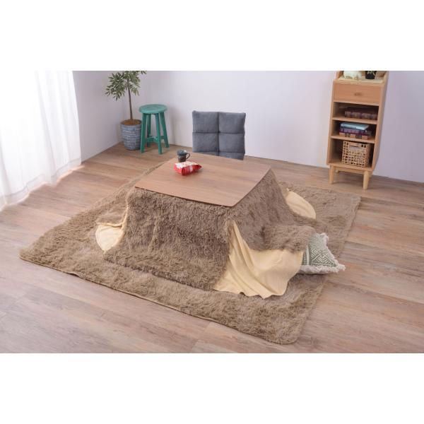 省スペース コタツ掛布団 正方形 ベージュ ブラウン W185×D185  azu-kk-575の画像