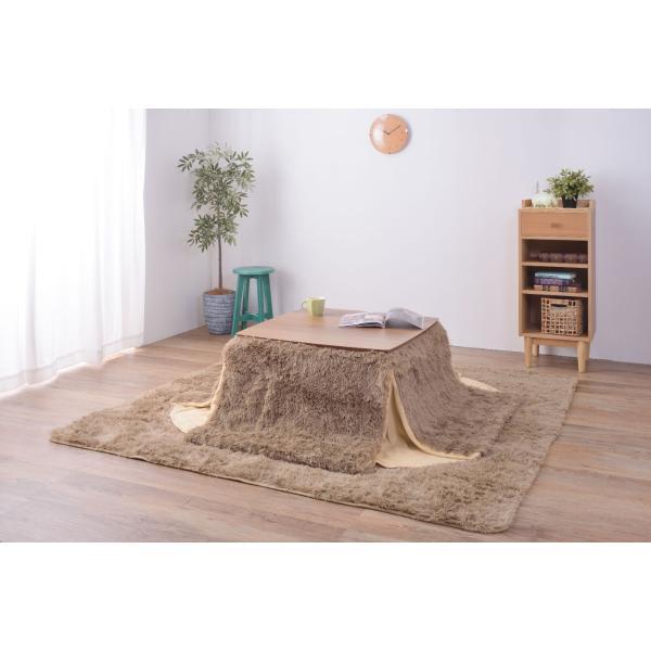 省スペース コタツ掛布団 正方形 ベージュ ブラウン W185×D185  azu-kk-575の画像