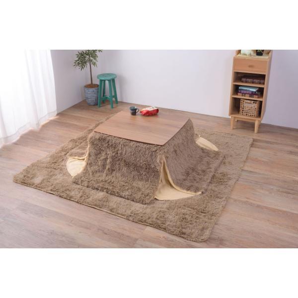 省スペース コタツ掛布団 正方形 ベージュ ブラウン W185×D185  azu-kk-575の画像