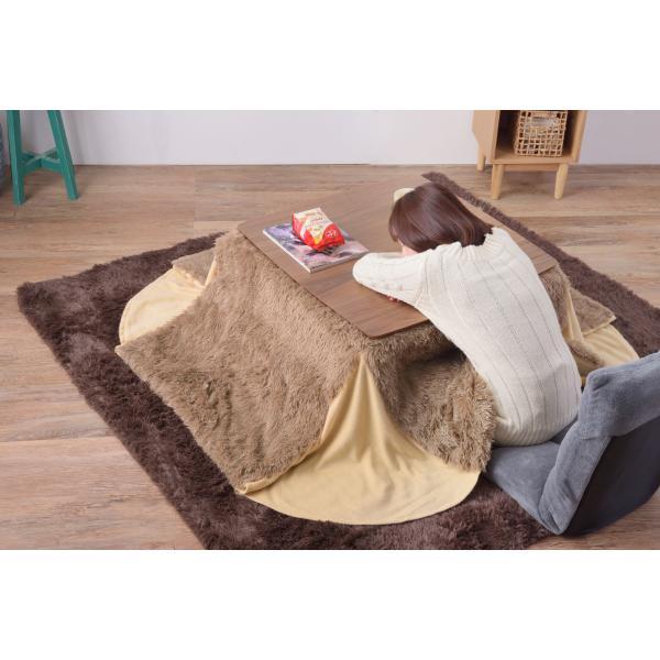 省スペース コタツ掛布団 正方形 ベージュ ブラウン W185×D185  azu-kk-575の画像