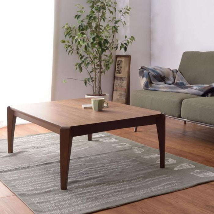 こたつ 炬燵 コタツテーブル ブラウン W75×D75×H38 こたつ 炬燵 ウォルナット 天然木 リビングコタツ センターテーブル 木製品 カフェテーブル こたつ布団ずれない構造 北欧 おしゃれ シンプル モダン 和室 洋室 ひとり暮らし テーブル 幅75センチ azu-kt-107の画像