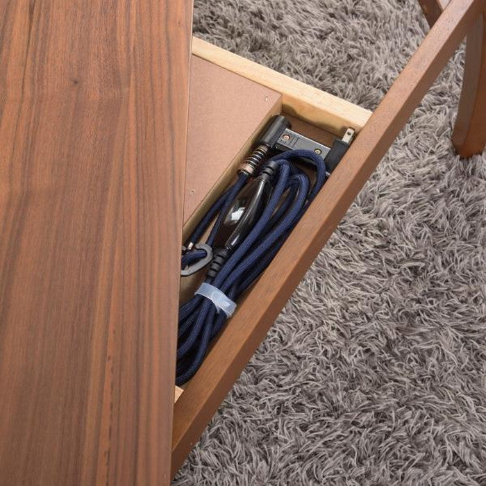 こたつ 炬燵 コタツテーブル ブラウン W75×D75×H38 こたつ 炬燵 ウォルナット 天然木 リビングコタツ センターテーブル 木製品 カフェテーブル こたつ布団ずれない構造 北欧 おしゃれ シンプル モダン 和室 洋室 ひとり暮らし テーブル 幅75センチ azu-kt-107の画像