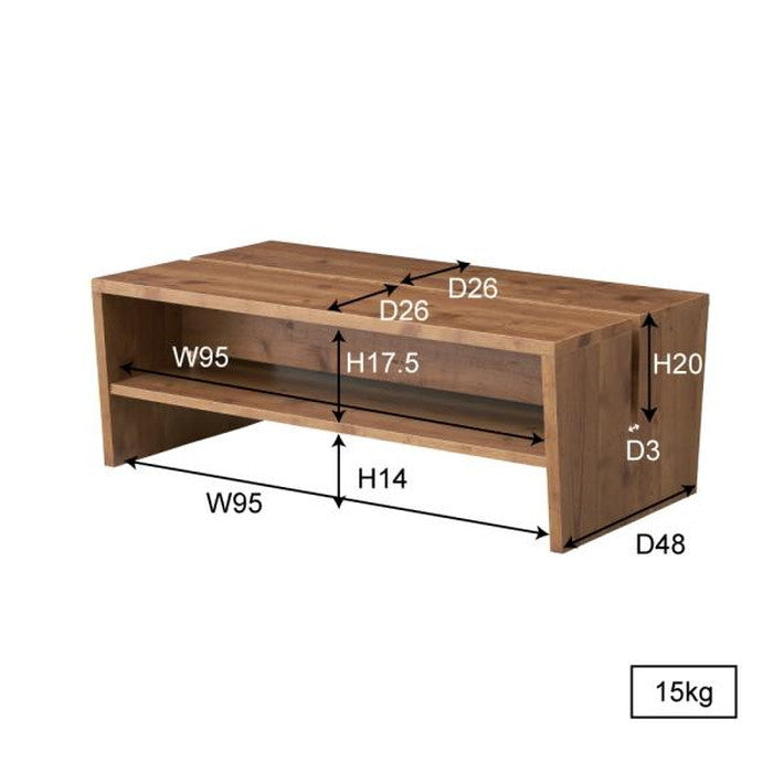 マガジンラックテーブル ナチュラル W100×D55×H36  azu-le-300の画像