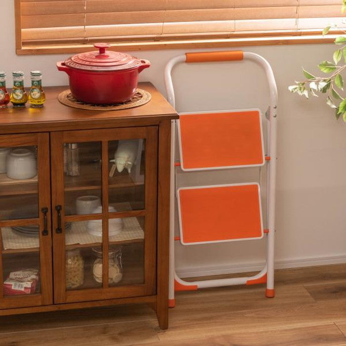 踏み台 ステップ台 グリーン オレンジ イエロー W39×D54×H76 脚立 折りたたみ 踏み台 2段 ステップ台 折り畳み 安全 丈夫 スリム 手すり付き 手すり 子供 子ども 洗面所 折り畳み おしゃれ トイレ 手洗い 洗車 軽量 軽い 収納 スチール キッズ グリーン オレンジ イエロー azu-lfs-007の画像