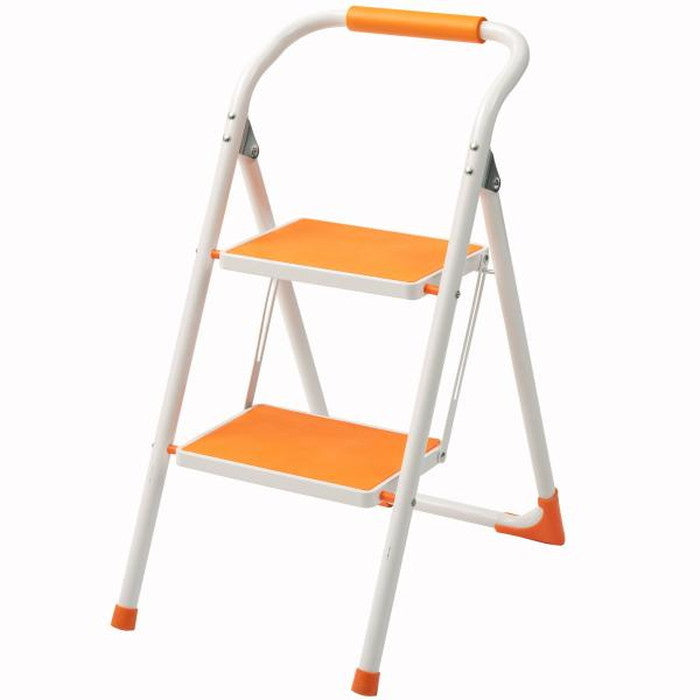 踏み台 ステップ台 グリーン オレンジ イエロー W39×D54×H76 脚立 折りたたみ 踏み台 2段 ステップ台 折り畳み 安全 丈夫 スリム 手すり付き 手すり 子供 子ども 洗面所 折り畳み おしゃれ トイレ 手洗い 洗車 軽量 軽い 収納 スチール キッズ グリーン オレンジ イエロー azu-lfs-007の画像