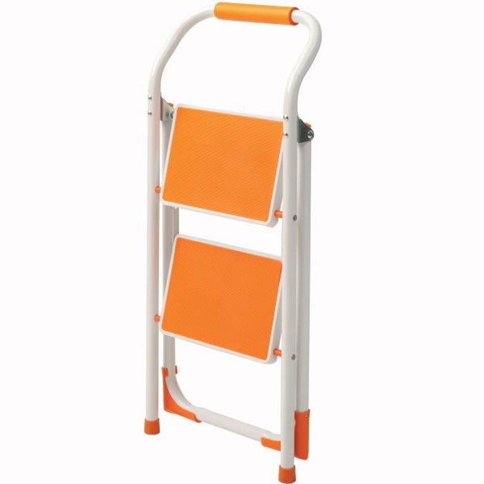 踏み台 ステップ台 グリーン オレンジ イエロー W39×D54×H76 脚立 折りたたみ 踏み台 2段 ステップ台 折り畳み 安全 丈夫 スリム 手すり付き 手すり 子供 子ども 洗面所 折り畳み おしゃれ トイレ 手洗い 洗車 軽量 軽い 収納 スチール キッズ グリーン オレンジ イエロー azu-lfs-007の画像