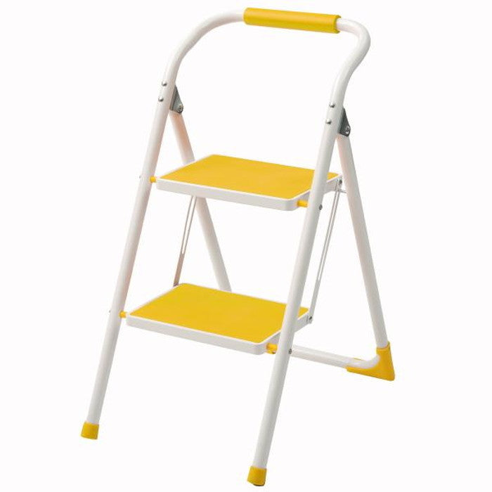 踏み台 ステップ台 グリーン オレンジ イエロー W39×D54×H76 脚立 折りたたみ 踏み台 2段 ステップ台 折り畳み 安全 丈夫 スリム 手すり付き 手すり 子供 子ども 洗面所 折り畳み おしゃれ トイレ 手洗い 洗車 軽量 軽い 収納 スチール キッズ グリーン オレンジ イエロー azu-lfs-007の画像