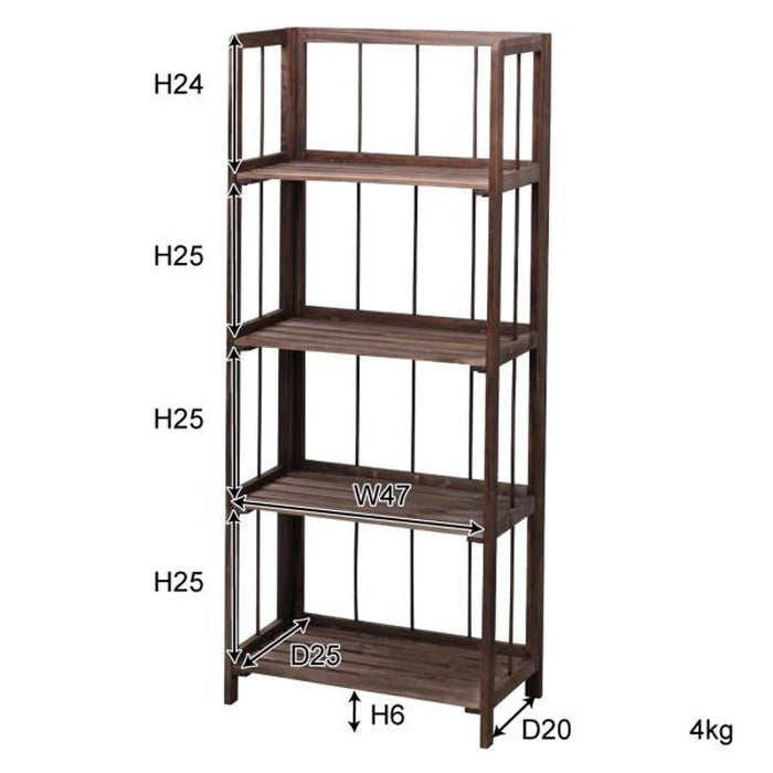 フォールディングシェルフ4D ブラウン W50×D27×H109 折りたたみ 折り畳み 折畳 azu-lfs-364