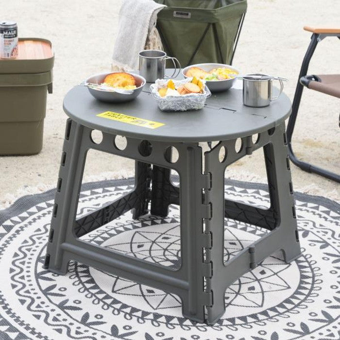 クラフターテーブル サークル ブラック グリーン サンドベージュ W58×D58×H46 クラフターテーブル 机 折りたたみテーブル フォールディングテーブル 円形 円卓 サークル アウトドア 屋外 野外 キャンプ BBQ ポリプロピレン 持ち運び コンパクト サンドベージュ グリーン カーキ ブラック azu-lfs-414の画像