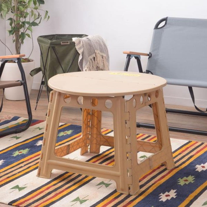 クラフターテーブル サークル ブラック グリーン サンドベージュ W58×D58×H46 クラフターテーブル 机 折りたたみテーブル フォールディングテーブル 円形 円卓 サークル アウトドア 屋外 野外 キャンプ BBQ ポリプロピレン 持ち運び コンパクト サンドベージュ グリーン カーキ ブラック azu-lfs-414の画像