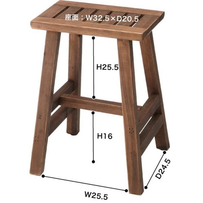 ソーレ スツール ブラウン W33×D30×H44 座面:33×21  azu-lfs-491の画像