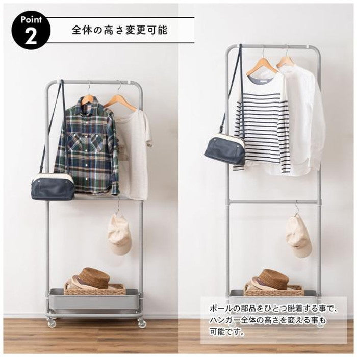 ハンガーワゴン ブラック グレー ホワイト W59.5×D37×H150/175  azu-lfs-51の画像