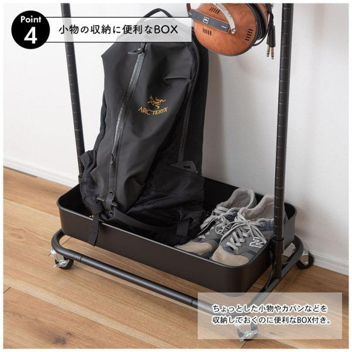 ハンガーワゴン ブラック グレー ホワイト W59.5×D37×H150/175  azu-lfs-51の画像