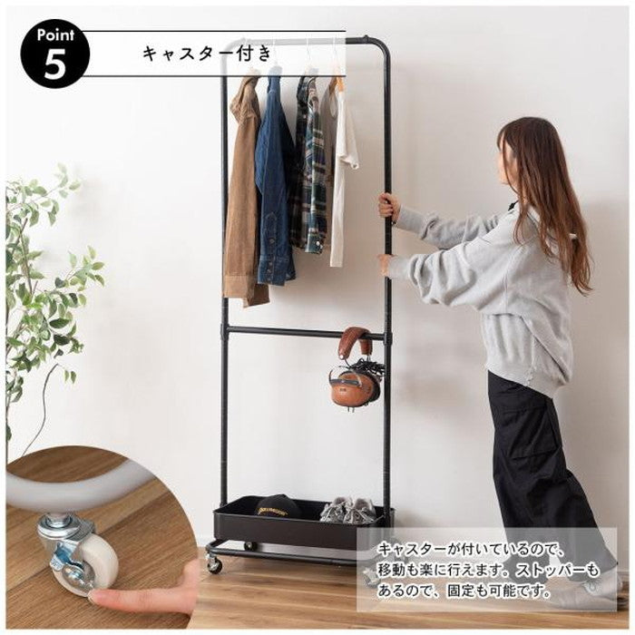 ハンガーワゴン ブラック グレー ホワイト W59.5×D37×H150/175  azu-lfs-51の画像