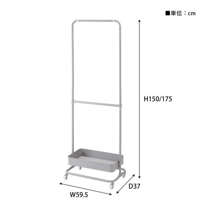 ハンガーワゴン ブラック グレー ホワイト W59.5×D37×H150/175  azu-lfs-51の画像