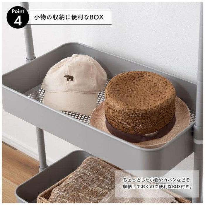 ハンガーワゴン ブラック グレー ホワイト W59.5×D37×H150/175  azu-lfs-52の画像