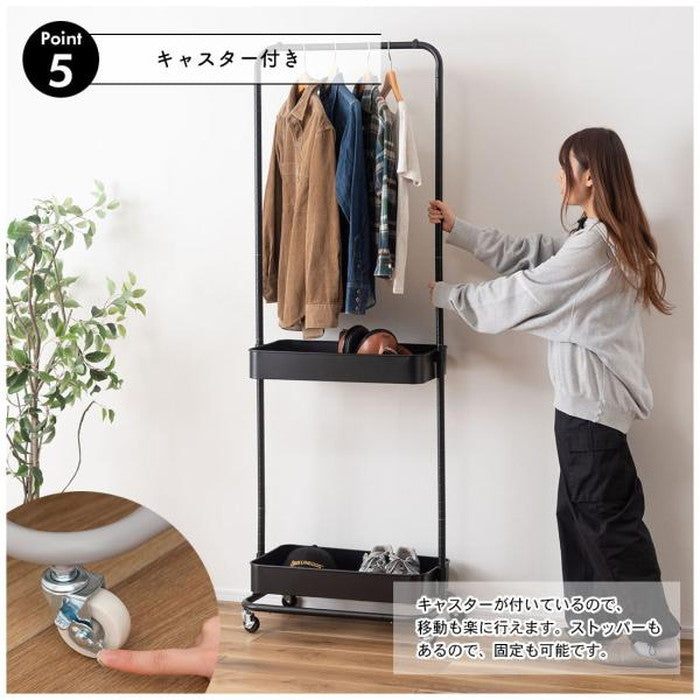 ハンガーワゴン ブラック グレー ホワイト W59.5×D37×H150/175  azu-lfs-52の画像