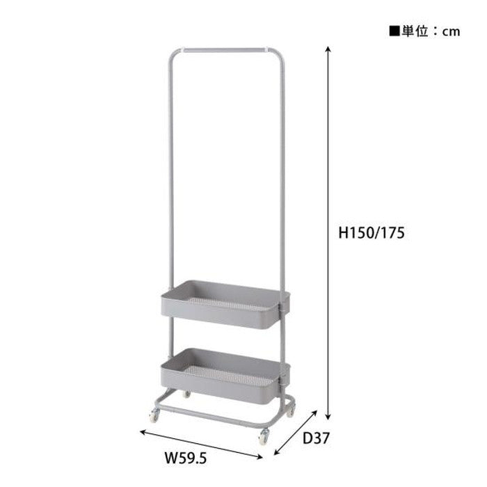 ハンガーワゴン ブラック グレー ホワイト W59.5×D37×H150/175  azu-lfs-52の画像