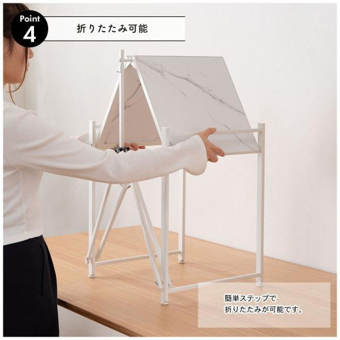 石目調フォールディングレンジラック ブラック ホワイト W62×D37×H45  折りたたみ 折り畳み azu-lfs-53の画像