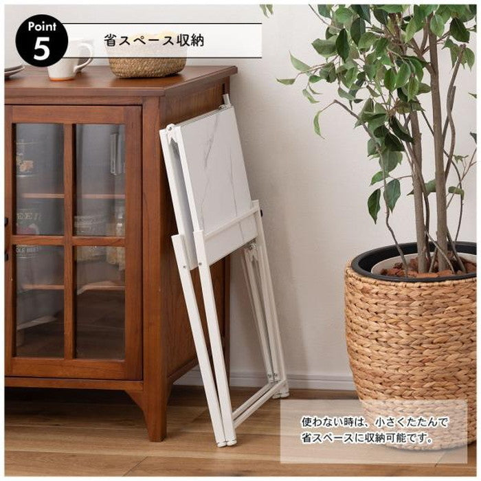 石目調フォールディングレンジラック ブラック ホワイト W62×D37×H45  折りたたみ 折り畳み azu-lfs-53の画像