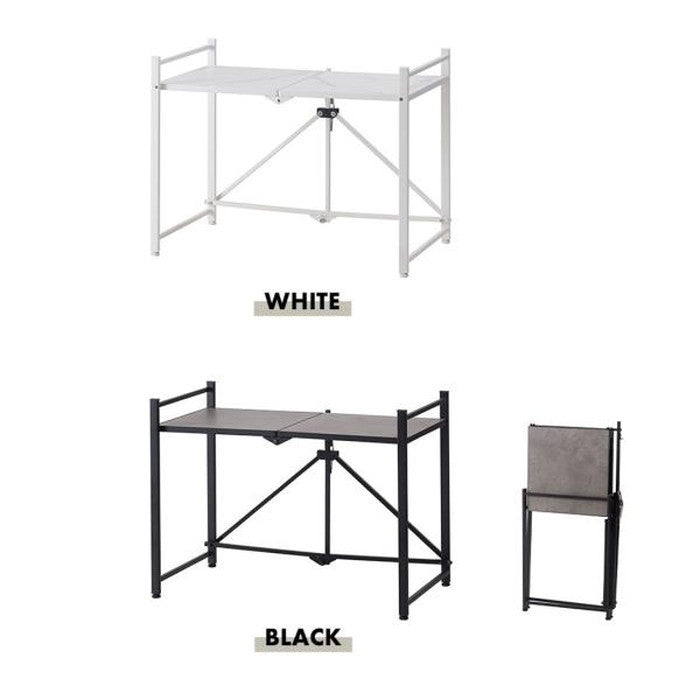 石目調フォールディングレンジラック ブラック ホワイト W62×D37×H45  折りたたみ 折り畳み azu-lfs-53の画像