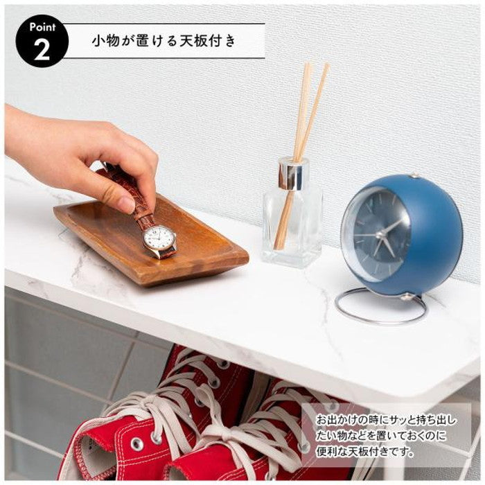 石目調シューズラック ブラック ホワイト W60×D23.5×H89.5  azu-lfs-55の画像