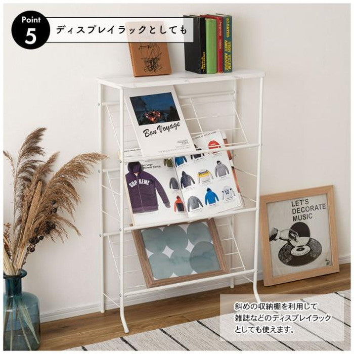 石目調シューズラック ブラック ホワイト W60×D23.5×H89.5  azu-lfs-55の画像