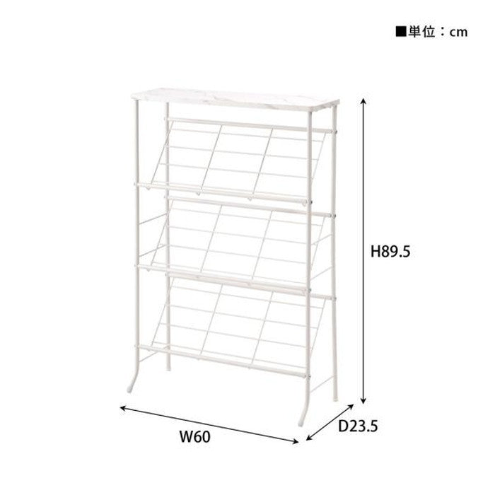 石目調シューズラック ブラック ホワイト W60×D23.5×H89.5  azu-lfs-55の画像
