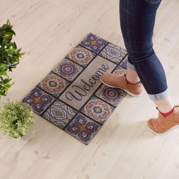 ドアマット 約W76×D46 厚み:7mm 玄関マット ドアマット 水洗い可 モダン 北欧 おしゃれ レトロ ヴィンテージ アンティーク ずれにくい ゴム 滑りにくい 薄い 薄型 室内 敷物 azu-lfs-753の画像