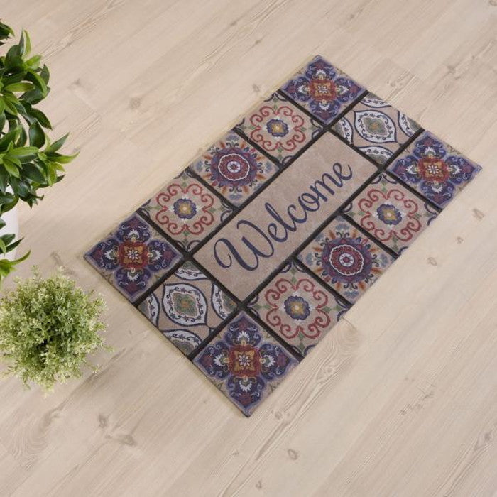 ドアマット 約W76×D46 厚み:7mm 玄関マット ドアマット 水洗い可 モダン 北欧 おしゃれ レトロ ヴィンテージ アンティーク ずれにくい ゴム 滑りにくい 薄い 薄型 室内 敷物 azu-lfs-753の画像