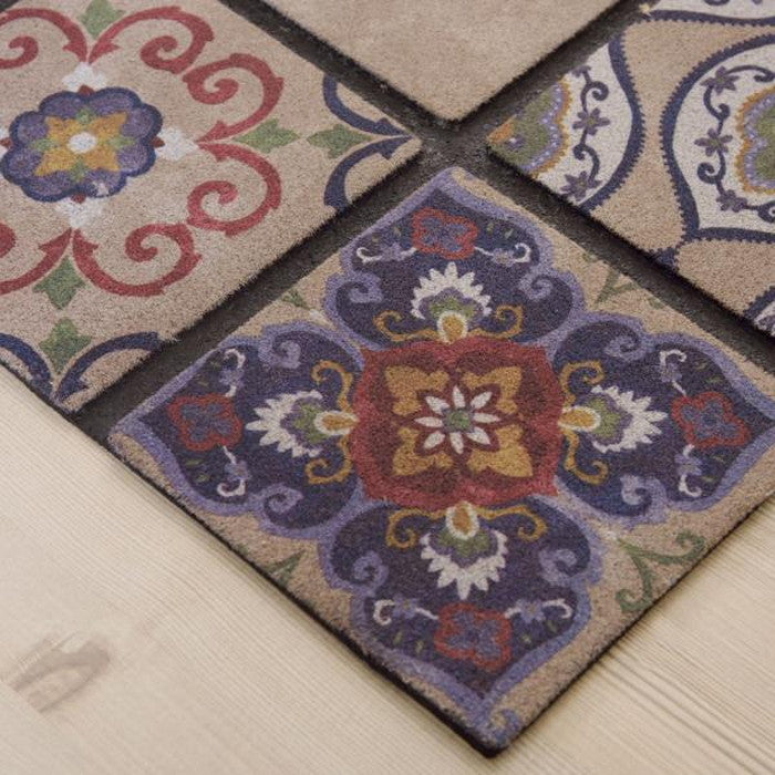 ドアマット 約W76×D46 厚み:7mm 玄関マット ドアマット 水洗い可 モダン 北欧 おしゃれ レトロ ヴィンテージ アンティーク ずれにくい ゴム 滑りにくい 薄い 薄型 室内 敷物 azu-lfs-753の画像