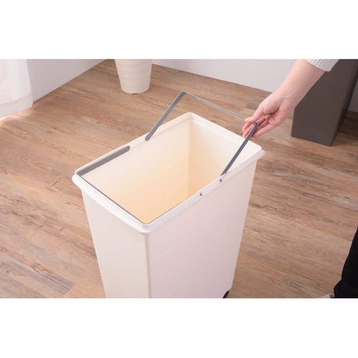 スライド ペール ごみ箱 ゴミ箱 ダストボックス トラッシュ30L ブラウン グリーン ホワイト W24×D37×H53 ゴミ箱 30L ダストボックス 屋外 屋内 キャスター付き ポリプロピレン ごみ箱 分別ゴミ箱 キッチン スライドロック式 スライドペール アースカラー ブラウン グリーン ホワイト azu-lfs-762の画像