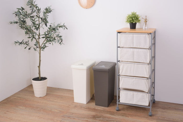 スライド ペール ごみ箱 ゴミ箱 ダストボックス トラッシュ30L ブラウン グリーン ホワイト W24×D37×H53 ゴミ箱 30L ダストボックス 屋外 屋内 キャスター付き ポリプロピレン ごみ箱 分別ゴミ箱 キッチン スライドロック式 スライドペール アースカラー ブラウン グリーン ホワイト azu-lfs-762の画像