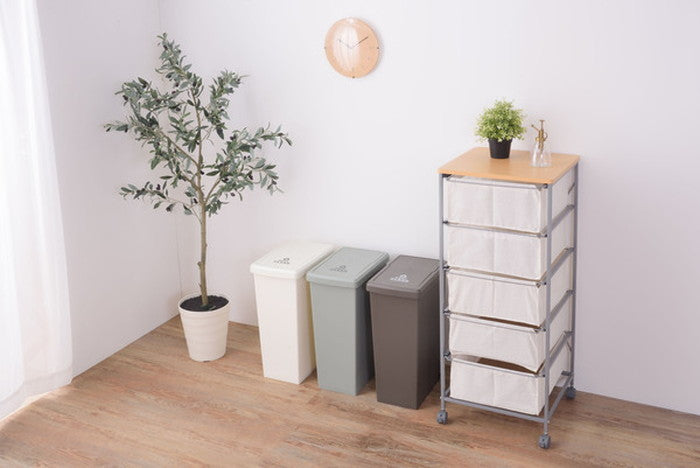 スライド ペール ごみ箱 ゴミ箱 ダストボックス トラッシュ30L ブラウン グリーン ホワイト W24×D37×H53 ゴミ箱 30L ダストボックス 屋外 屋内 キャスター付き ポリプロピレン ごみ箱 分別ゴミ箱 キッチン スライドロック式 スライドペール アースカラー ブラウン グリーン ホワイト azu-lfs-762の画像