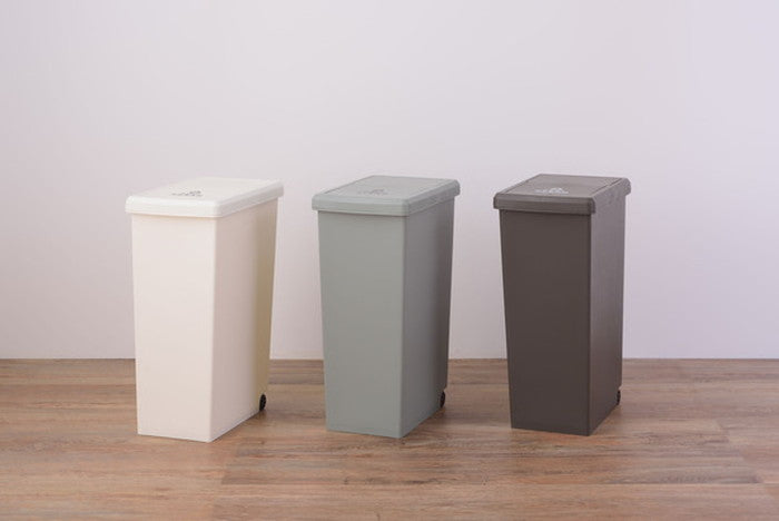 スライド ペール ごみ箱 ゴミ箱 ダストボックス トラッシュ30L ブラウン グリーン ホワイト W24×D37×H53 ゴミ箱 30L ダストボックス 屋外 屋内 キャスター付き ポリプロピレン ごみ箱 分別ゴミ箱 キッチン スライドロック式 スライドペール アースカラー ブラウン グリーン ホワイト azu-lfs-762の画像